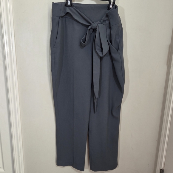 ⭐️Maison Cinqcent Gray High-Waisted Tie Pants Size 12 - Picture 1 of 4